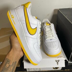 Kobe Bryant x Nike Air Force 1 Retro QS Low Lakers Home - Size 7.5 - WORN 1x